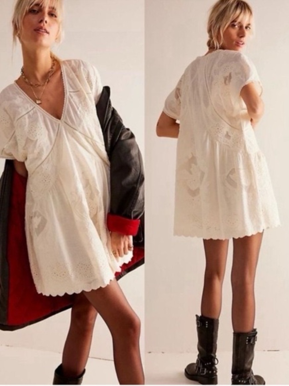 Free People Cream Serenity Mini Dress